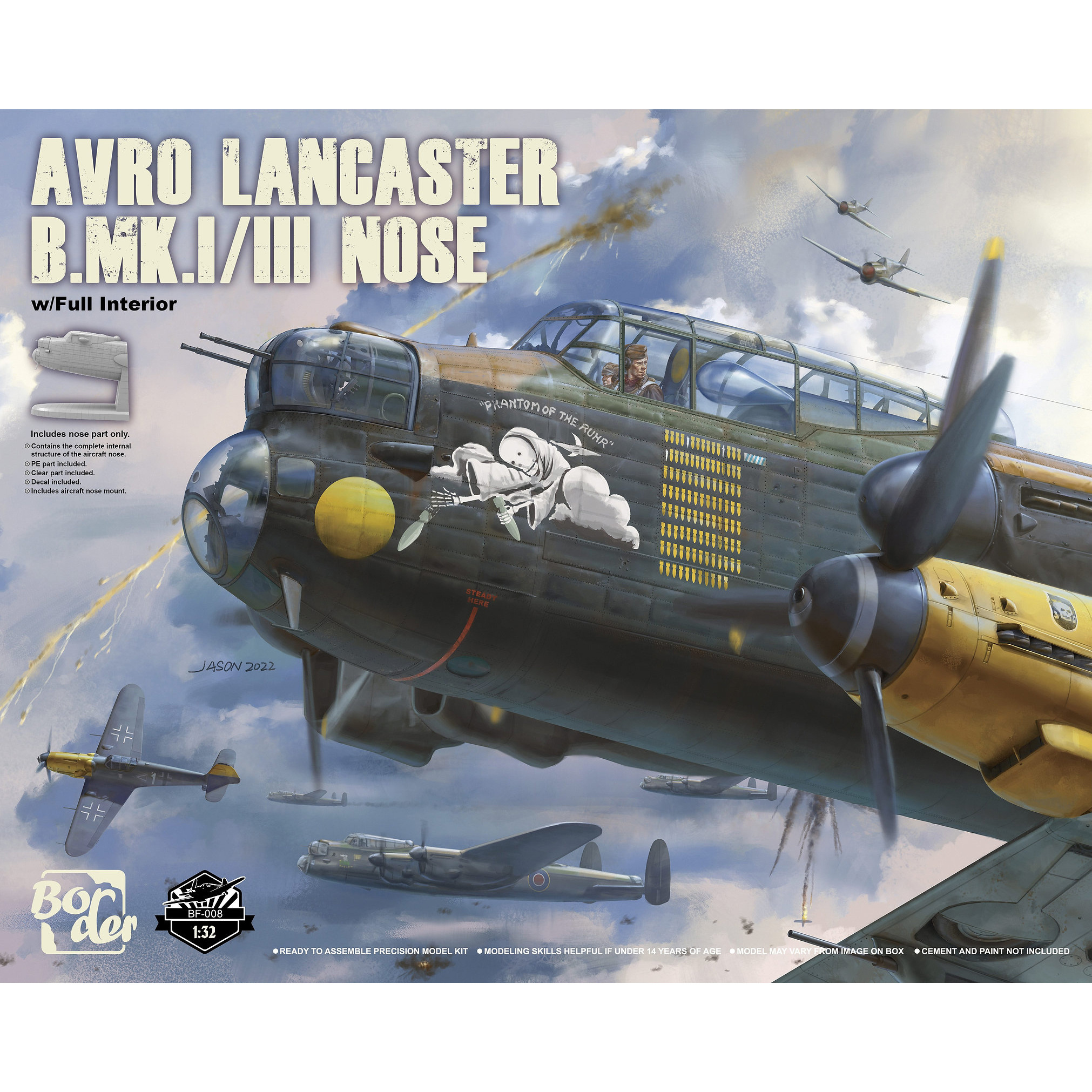 BF-008x Border Model 1/32 Nose of the Avro Lancaster B.MK1/III bomber (with full interior, stand included)
