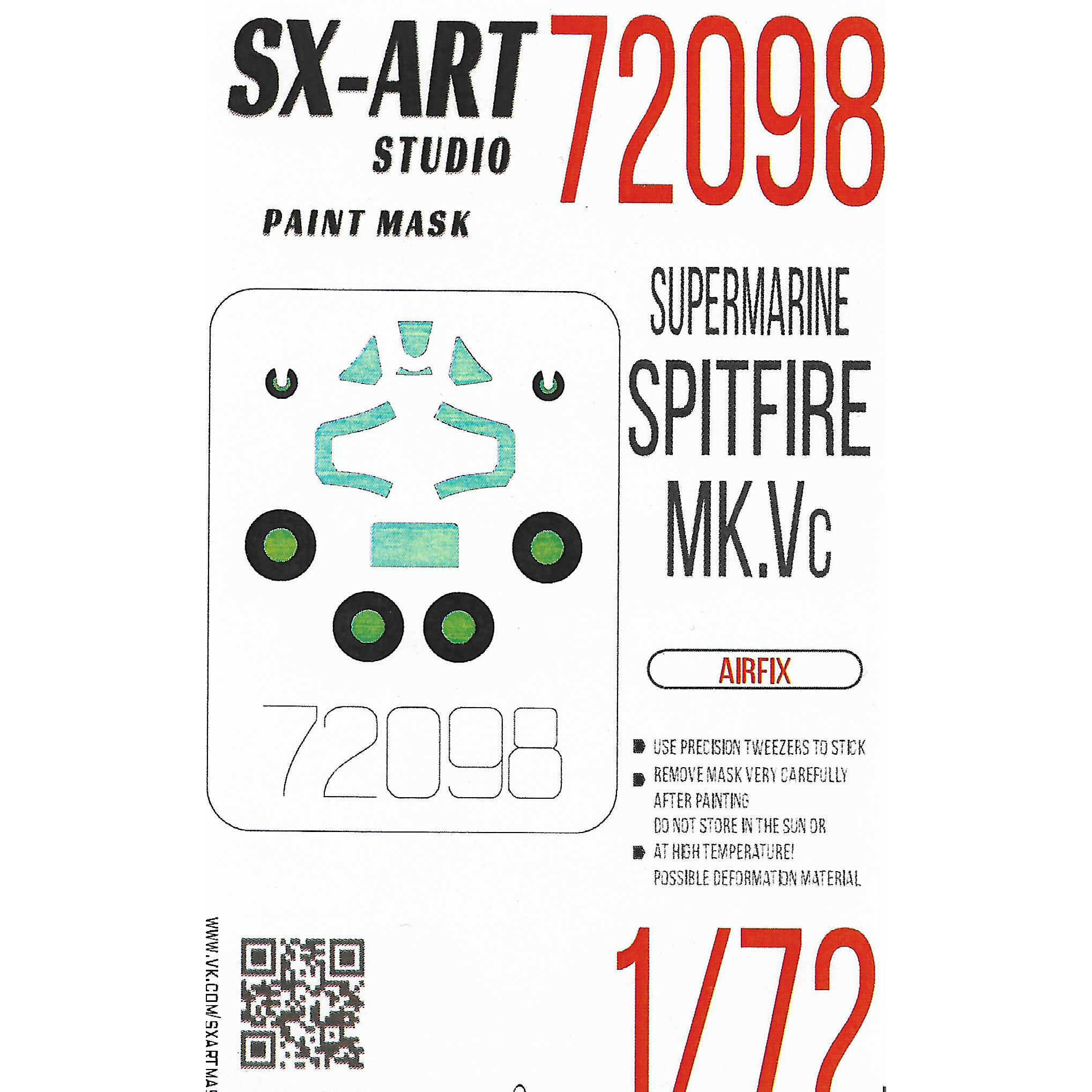 72098 SX-Art 1/72 Supermarine Spitfire Mk. Vc Paint Mask (Airfix)