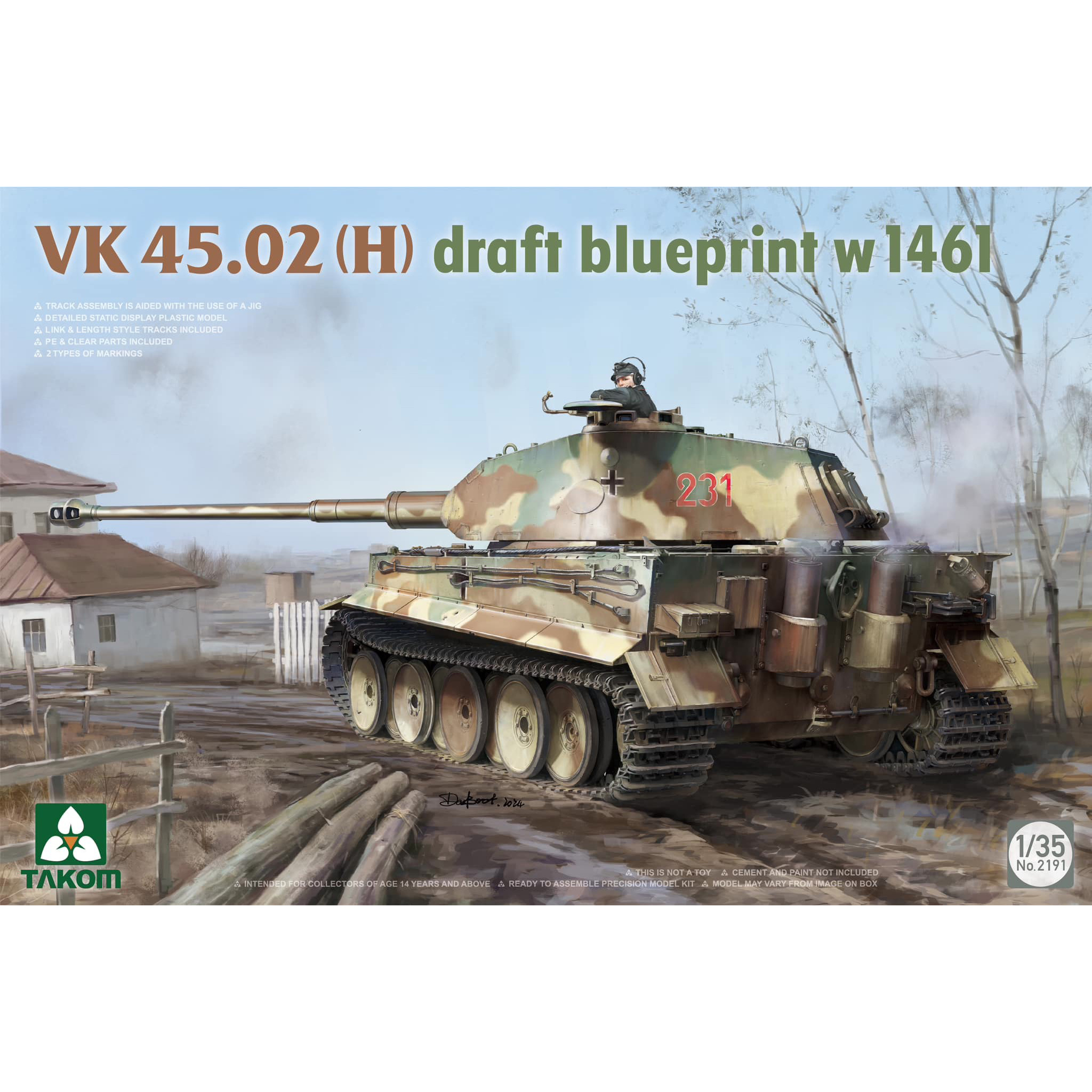 2191 Takom 1/35 Notмецкий тяжёлый танк VK45.02(H). Draft Blueprint w1461