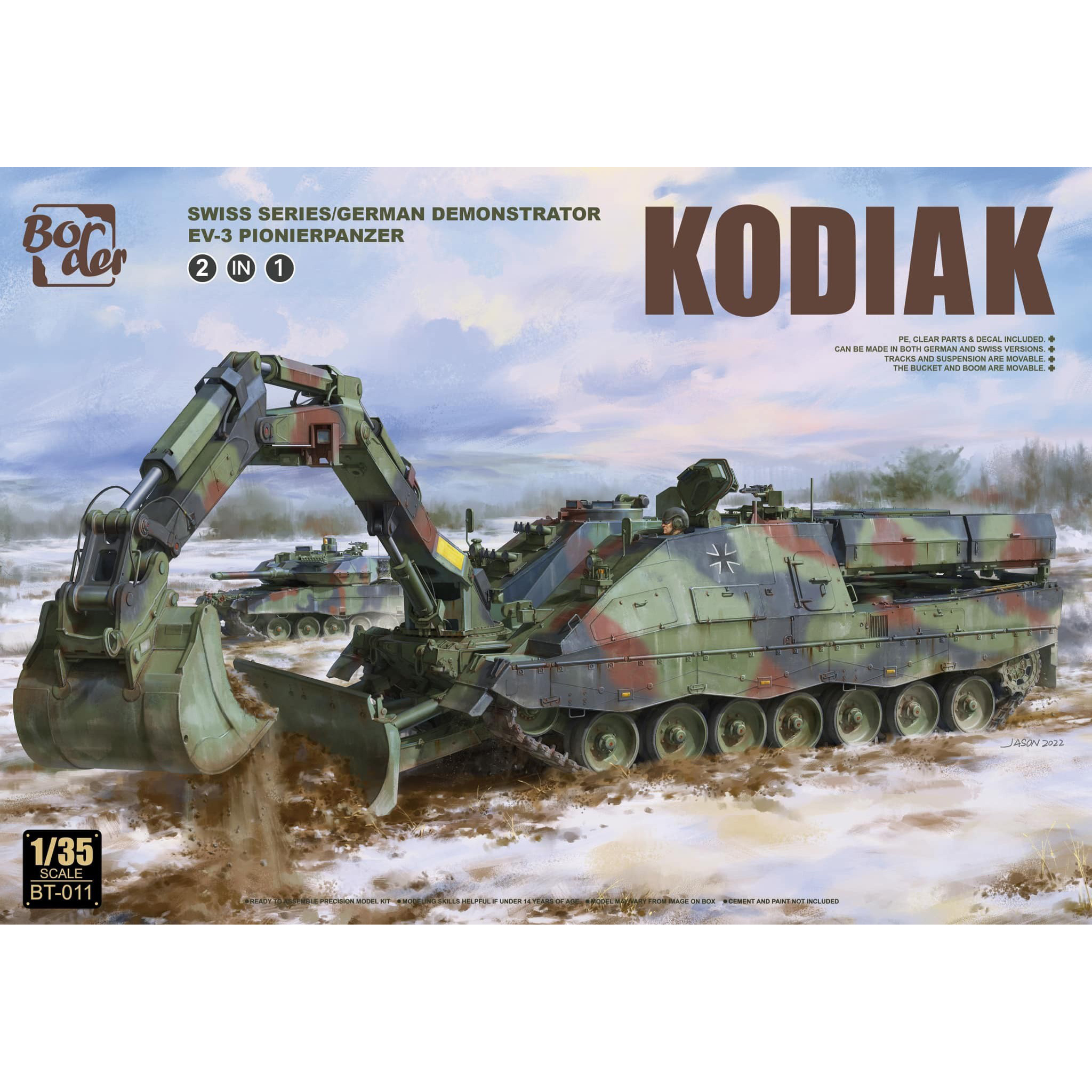 BT-011 Border Model 1/35 Armored Engineering vehicle KODIAK Swiss series \ German Demonstrator EV-3 Pionierpanzer (2in1)