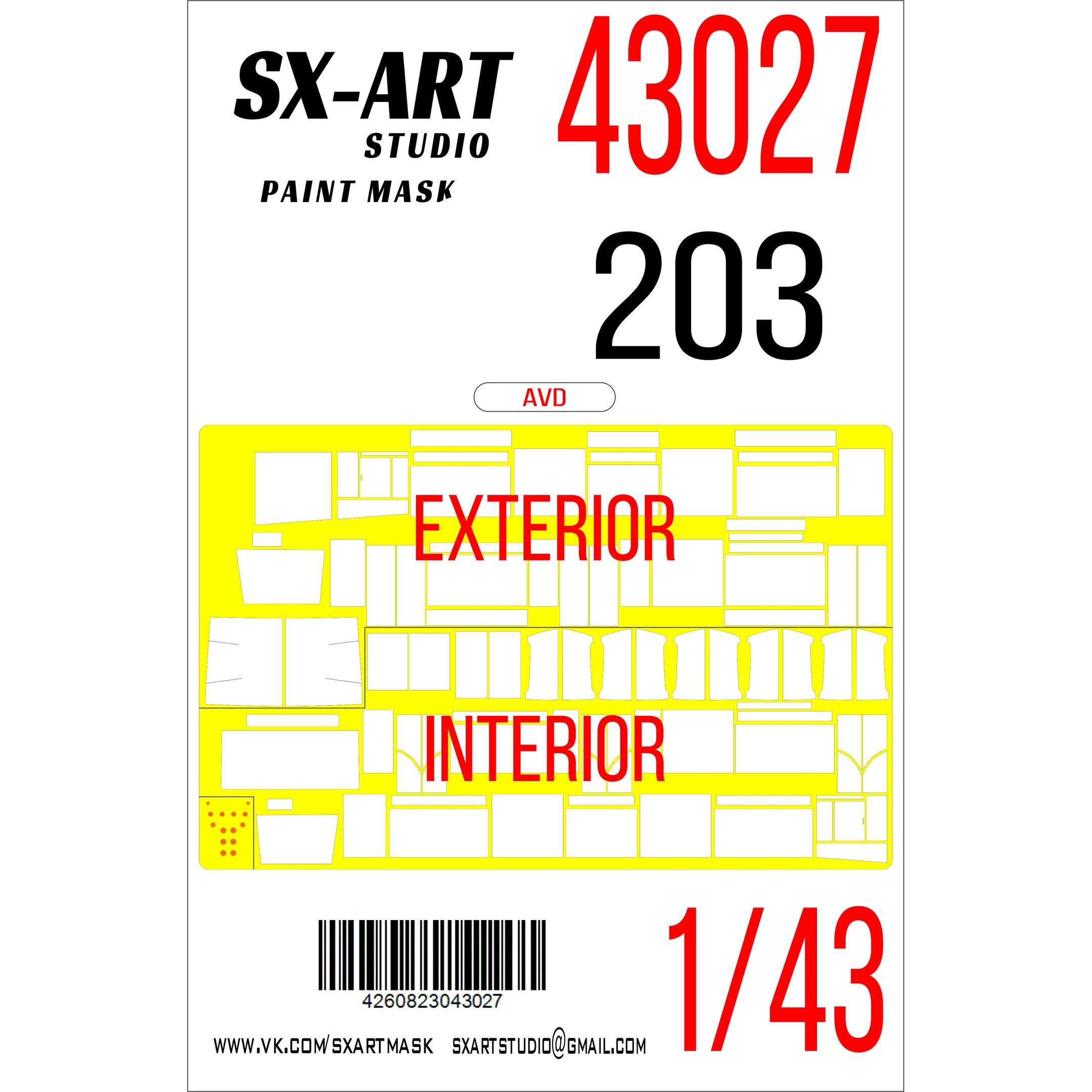 43027 SX-Art 1/43 Paint Mask Bus 203 (AVD)