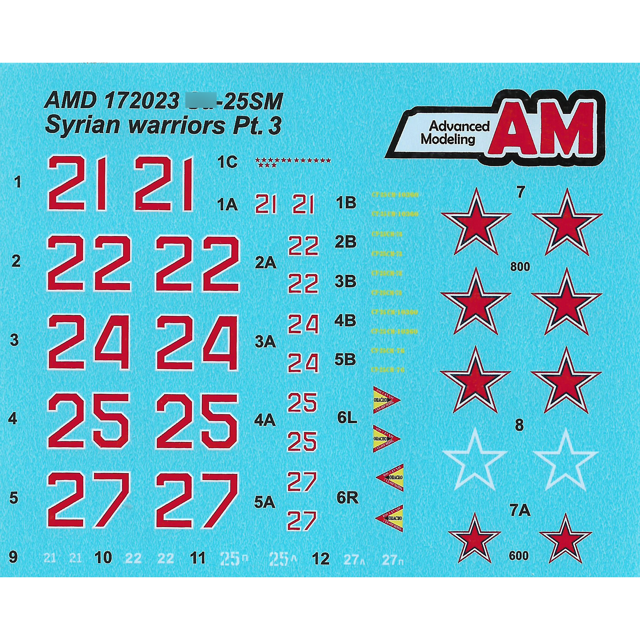 AMD172023 Advanced Modeling 1/72 Decals for С-25CM from the Russian Aerospace Forces Aviation Group in Syria, Khmeimim Airfield