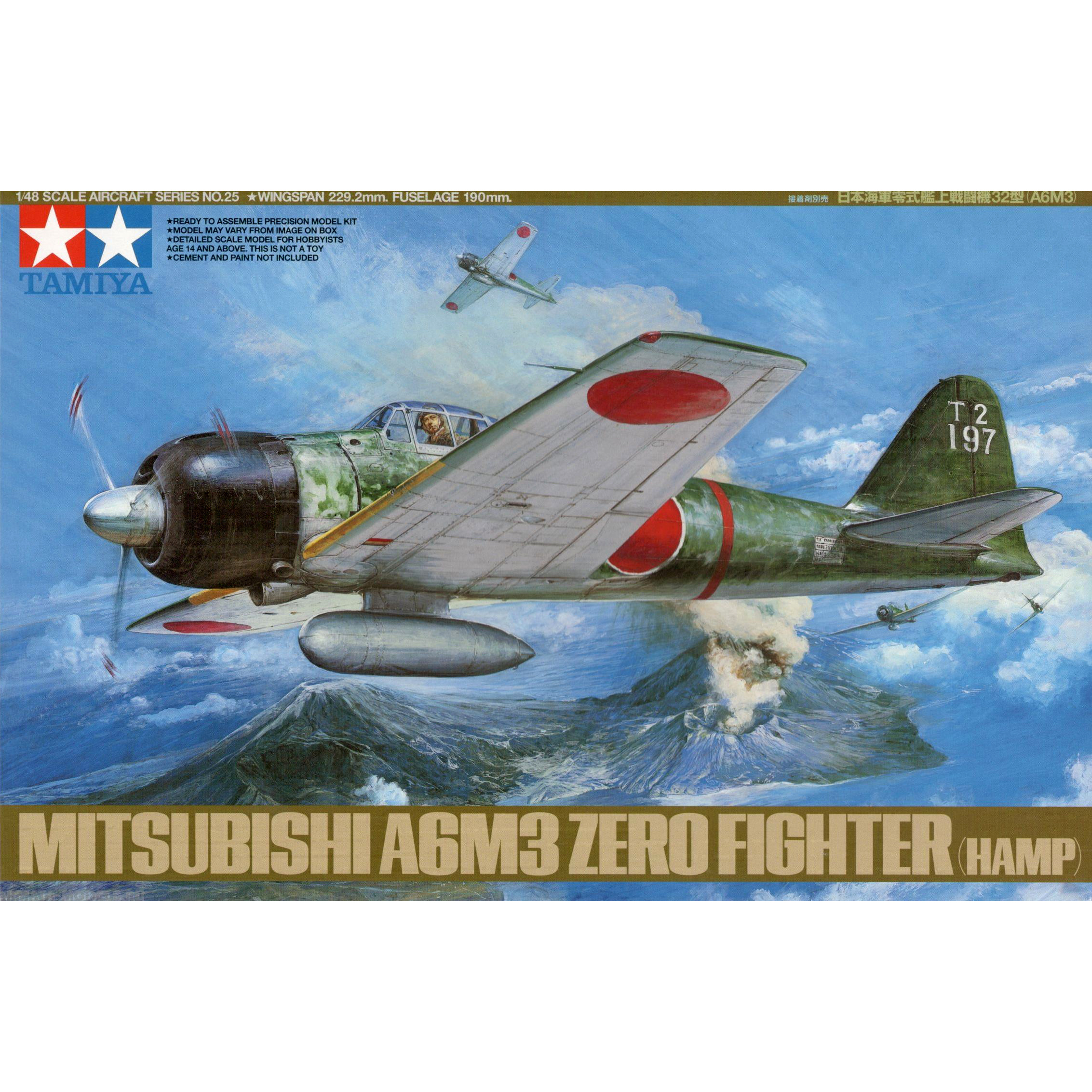 61025 Tamiya 1/48 A6M3 Type 32 Zero Fighter (HAMP) 7 figures.
