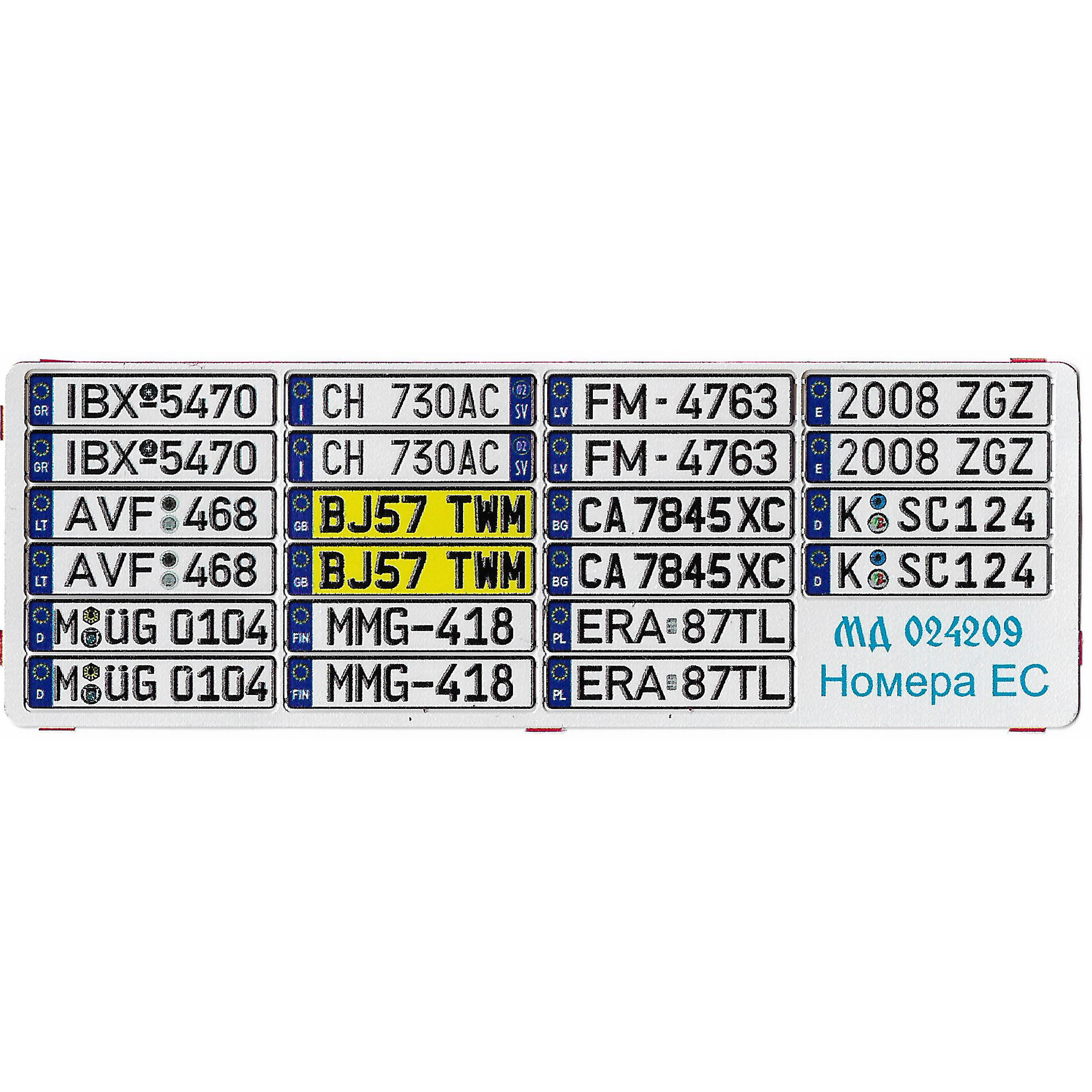 024209 Microdesign 1/24 Set of color photo etching of EU car signs
