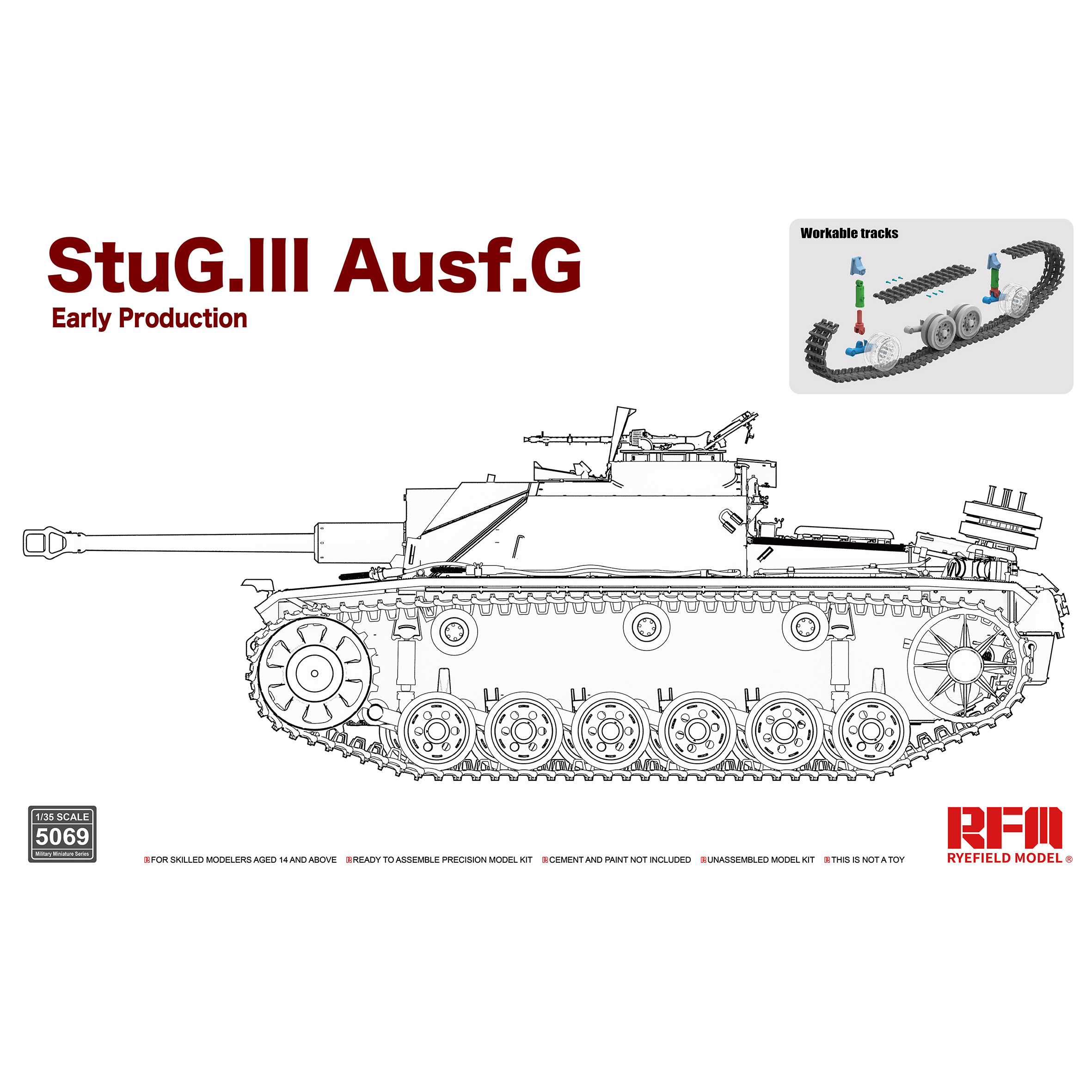 RM-5069 Rye Field Model 1/35 StuG. III Ausf. G Early Production with working tracks