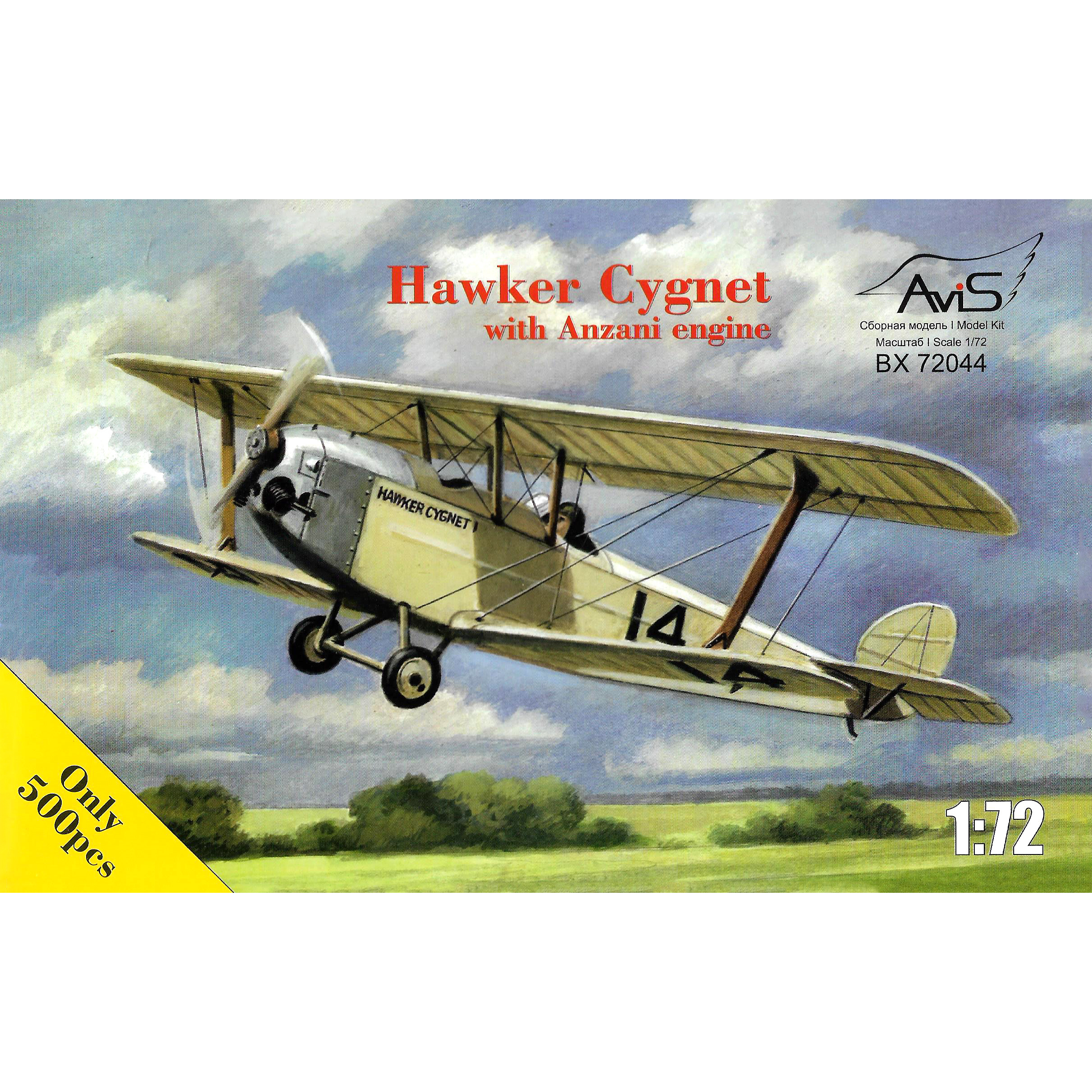 72044 Avis 1/72 Hawker Cygnet Biplane with Anzani engine