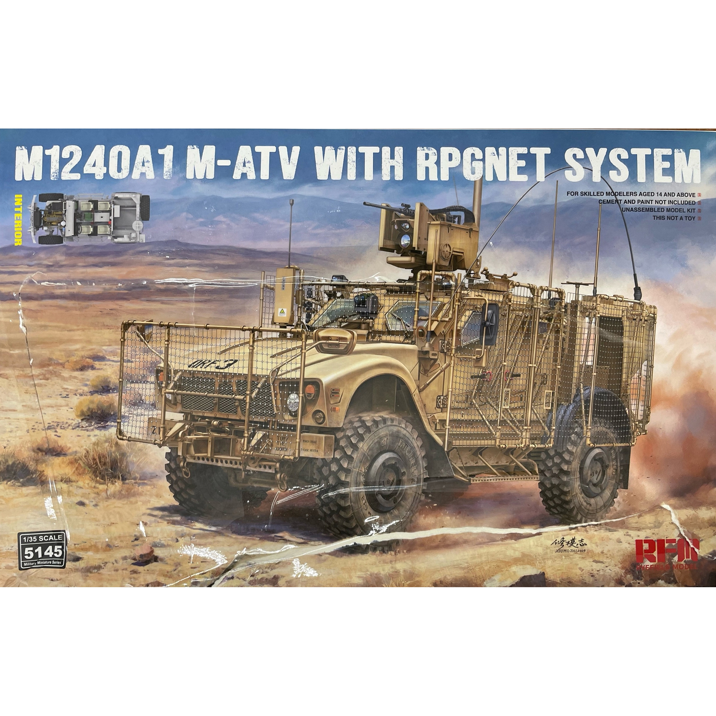 RM-5145х Rye Field Model 1/35 Американский бронированный внеtoрожник MRAP (Mine-Resistant Ambush Protected) M1240A1 M-ATV с системой RPGNET	