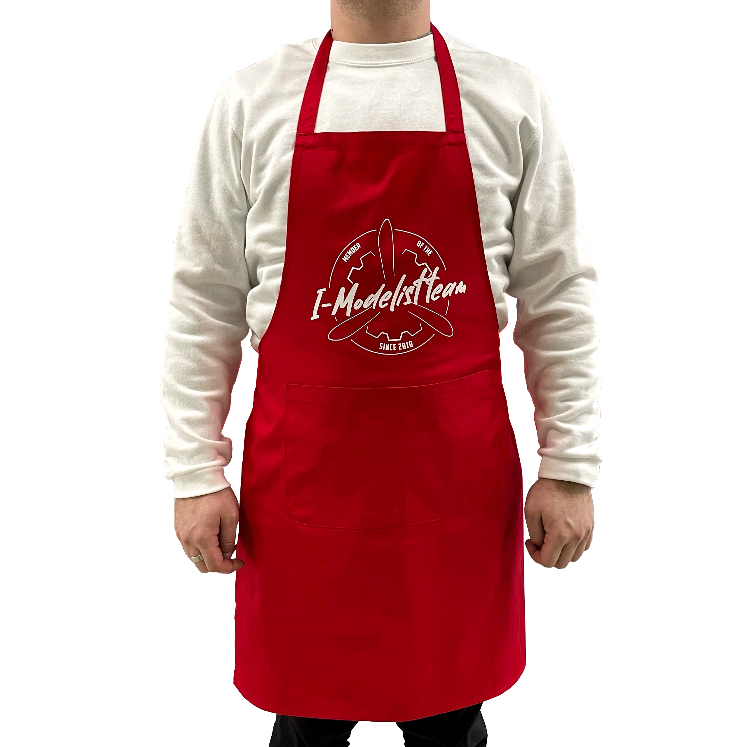 3410002 I am a Modeler Branded apron, red