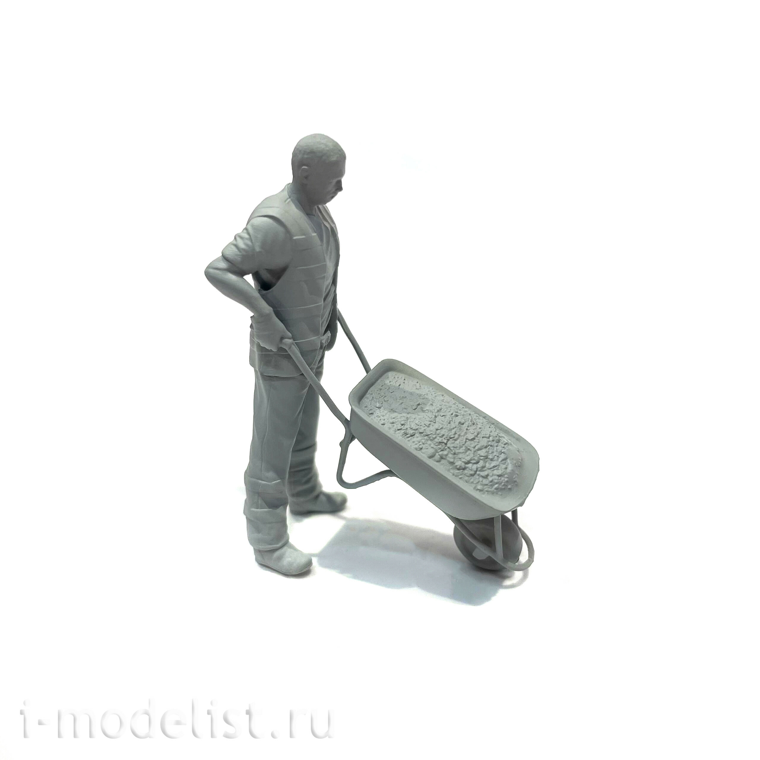 im35098 Imodelist 1/35 Figure of a road worker with a trolley for the model 3650 Zvezda