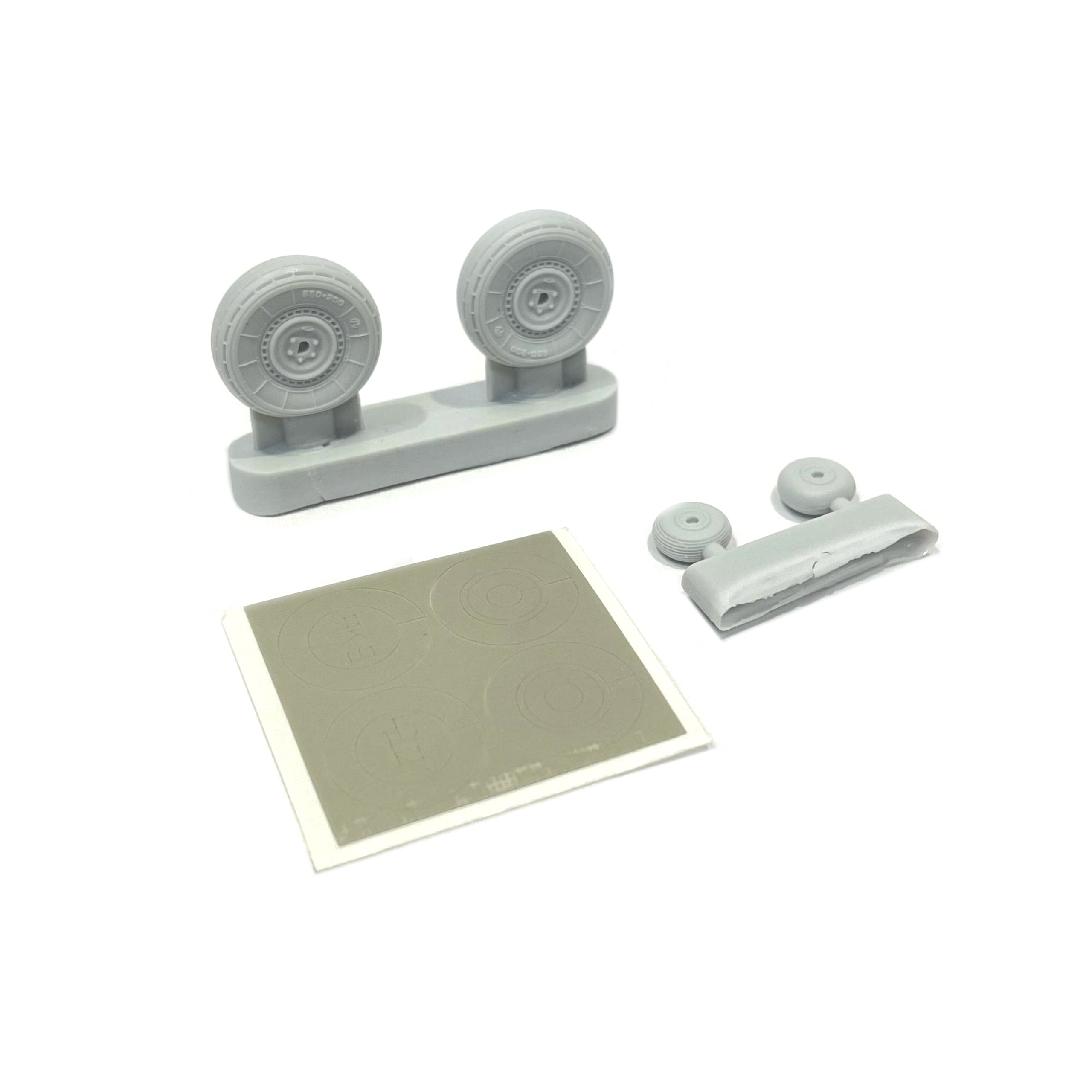 RS48022 E.V.M. 1/48 Wheels of the chassis (for concrete airfields) for the model of the Soviet Yakovlev-9D fighter of the Zvezda company