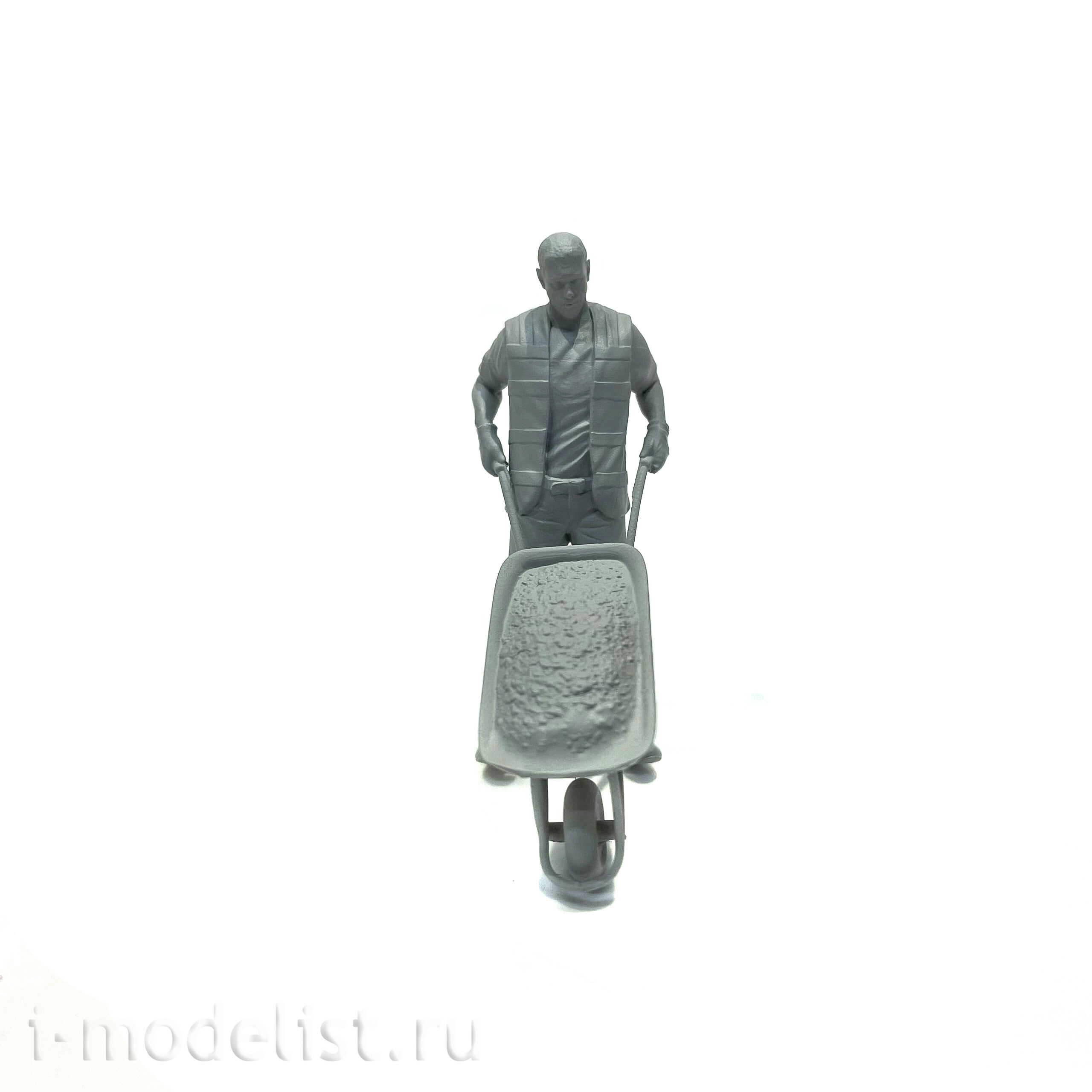 im35098 Imodelist 1/35 Figure of a road worker with a trolley for the model 3650 Zvezda