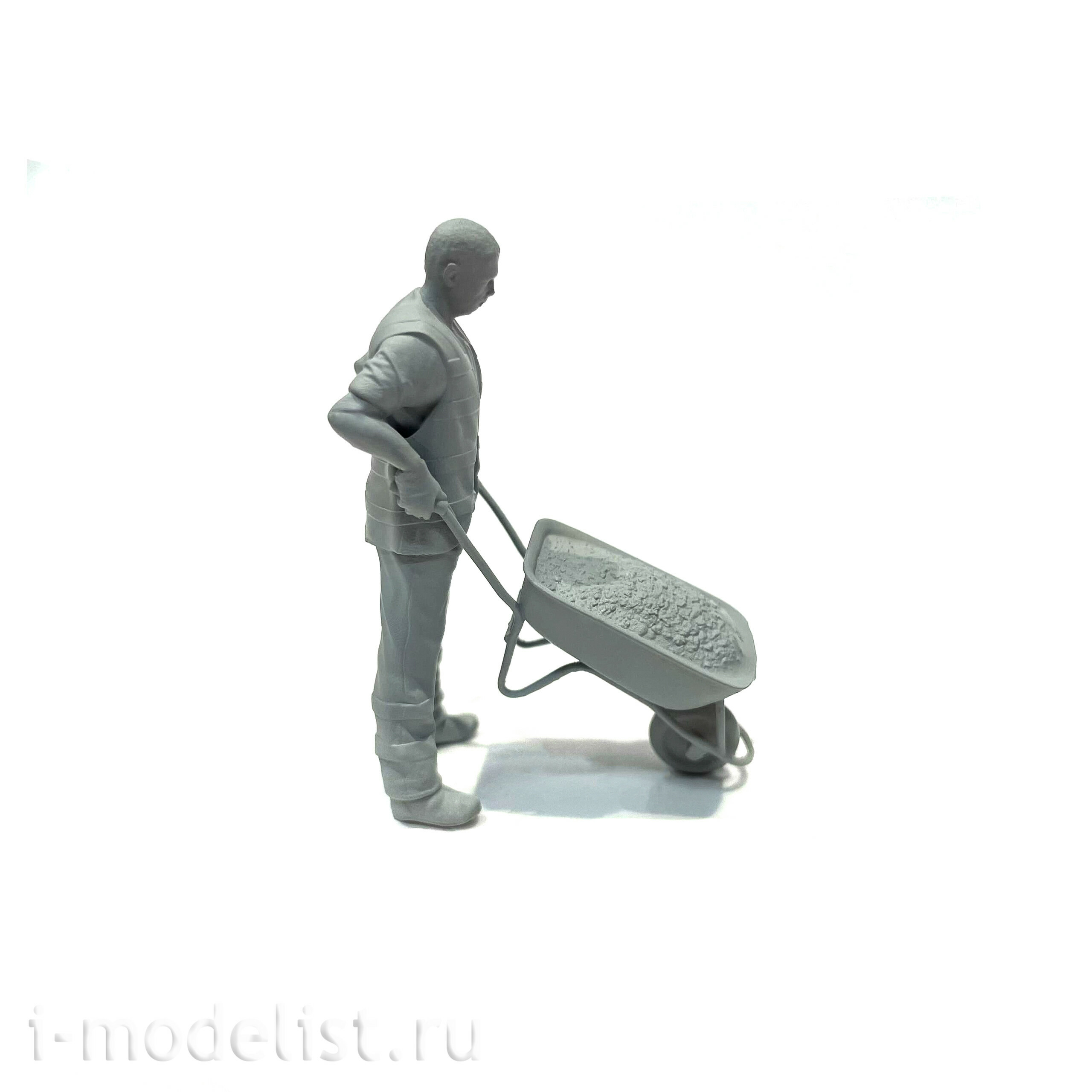 im35098 Imodelist 1/35 Figure of a road worker with a trolley for the model 3650 Zvezda