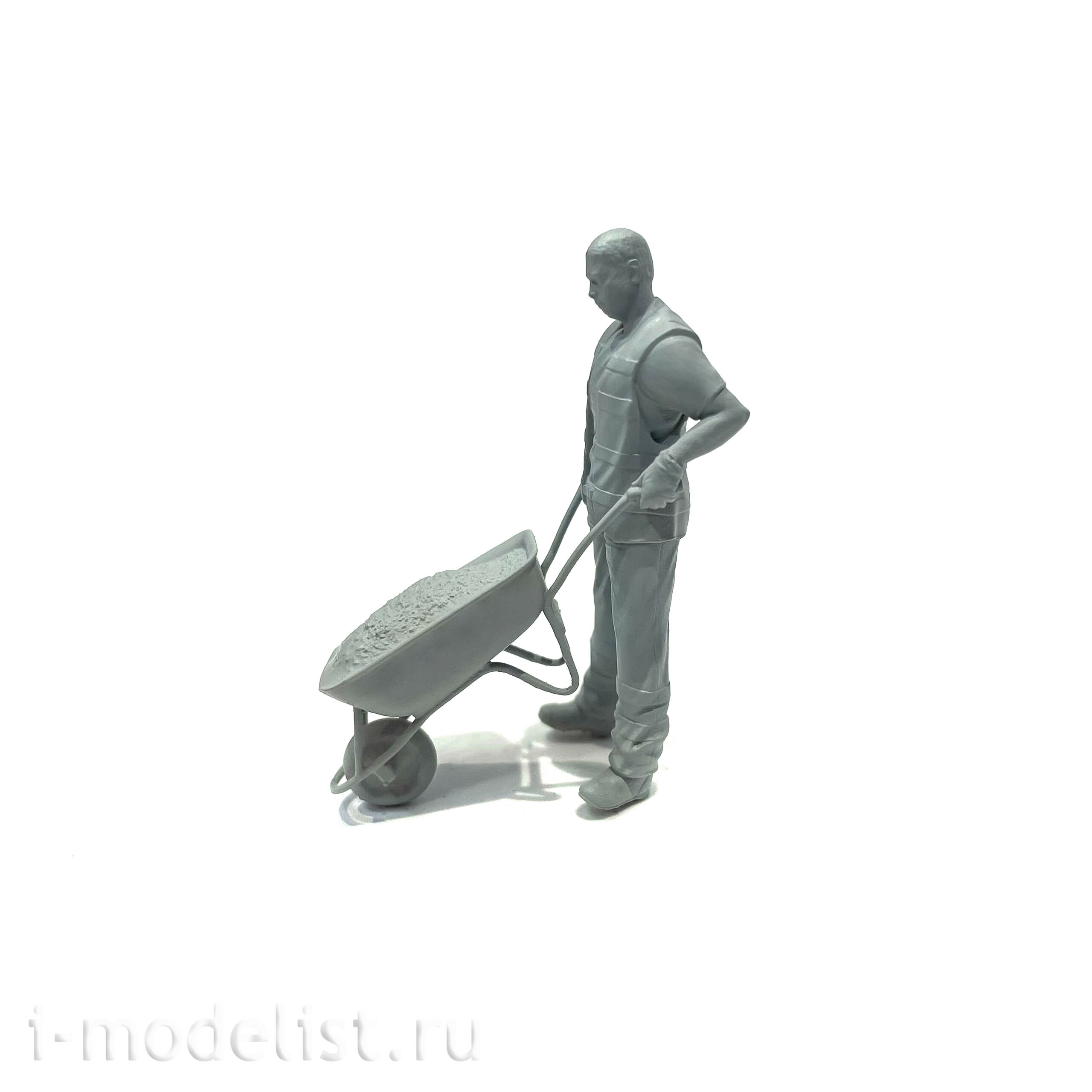 im35098 Imodelist 1/35 Figure of a road worker with a trolley for the model 3650 Zvezda