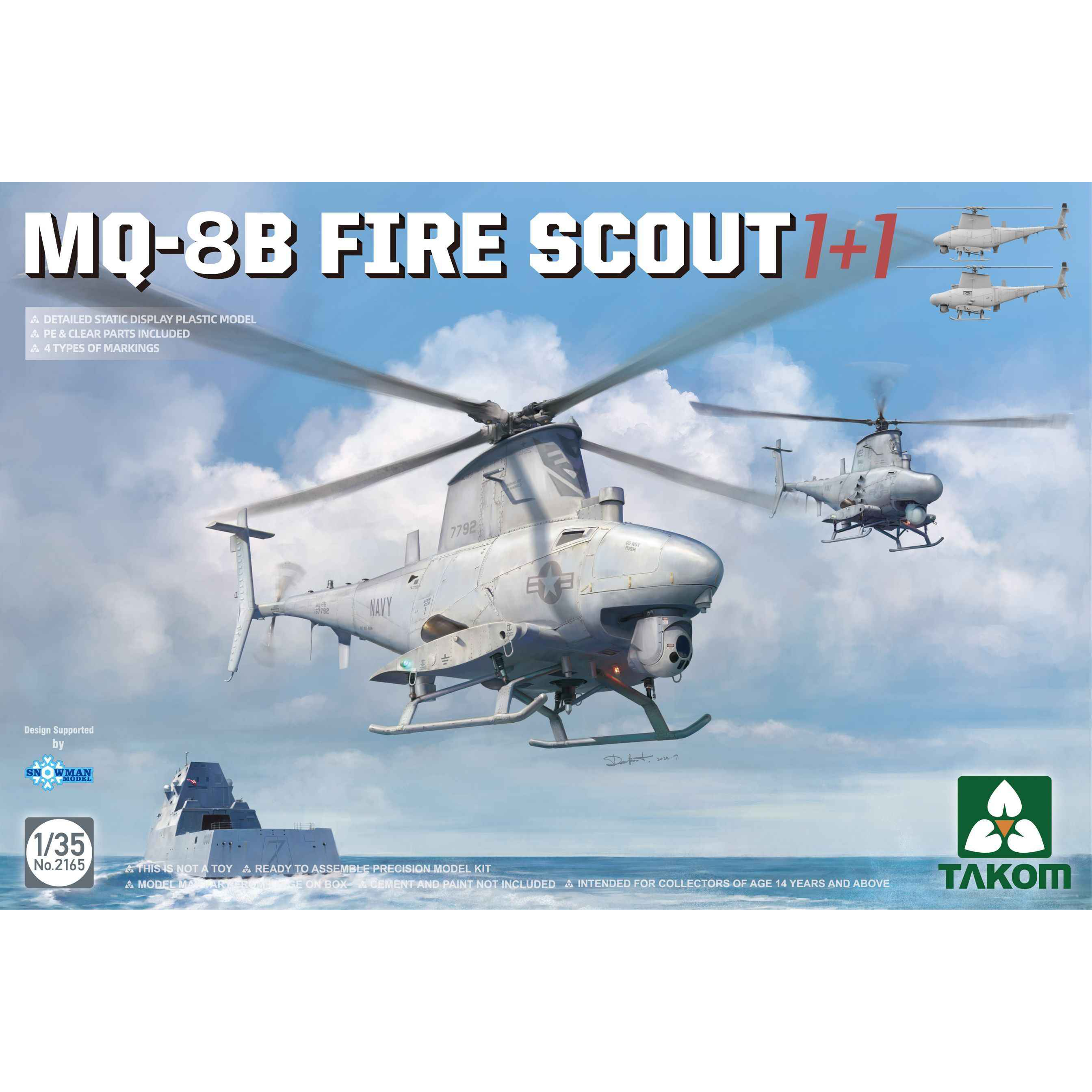 2165 Takom 1/35 MQ-8 Fire Scout Drone (Two models in a set)