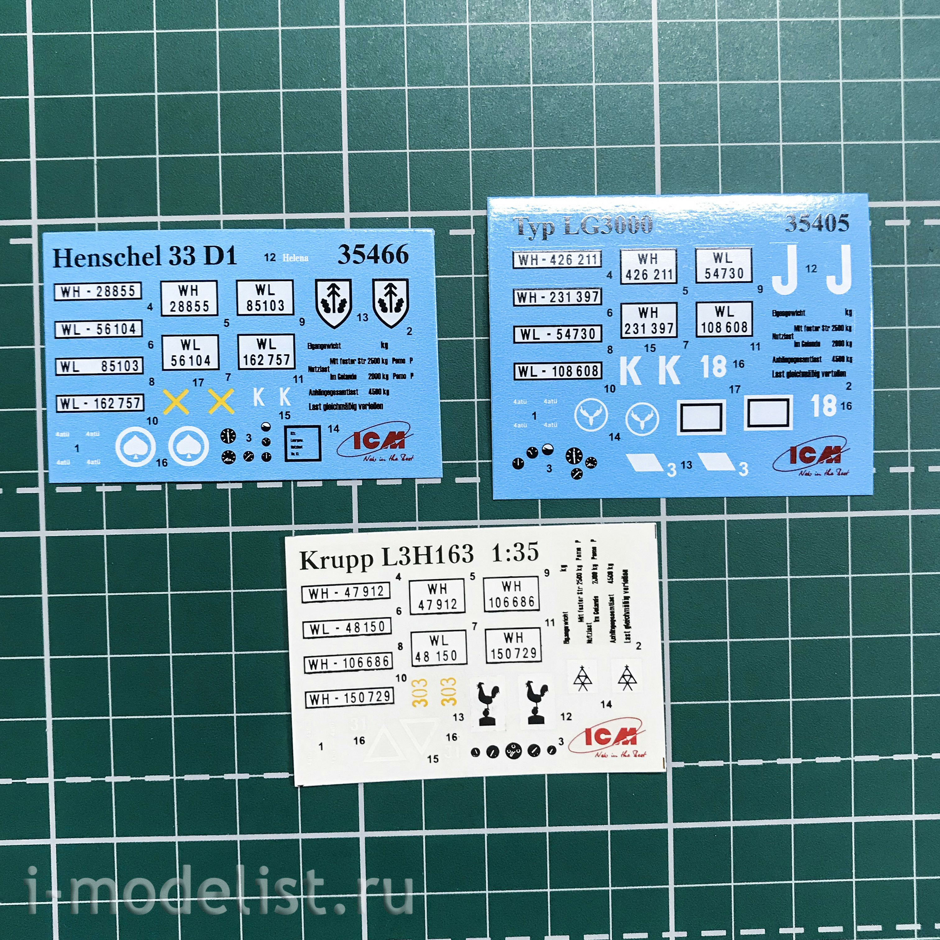 DS3508 ICM 1/35 3-axle trucks (Henschel 33D1, Krupp L3H163, LG3000)