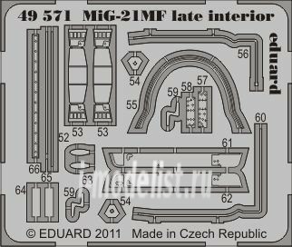 49571 Eduard photo etched parts for 1/48 MiG-21MF late interior S. A.