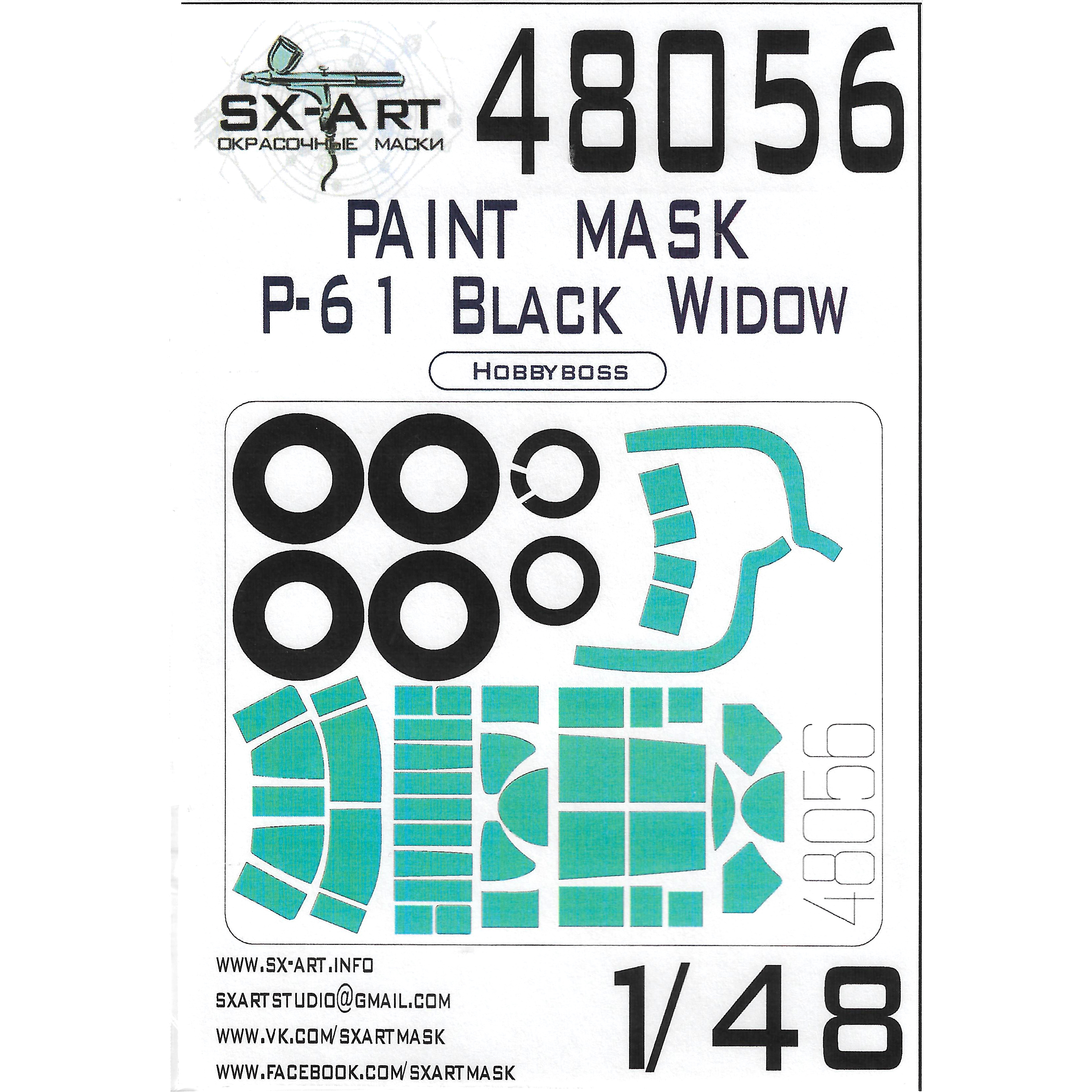 48056 SX-Art 1/48 Paint Mask P61A Black Widow (Hobbyboss)