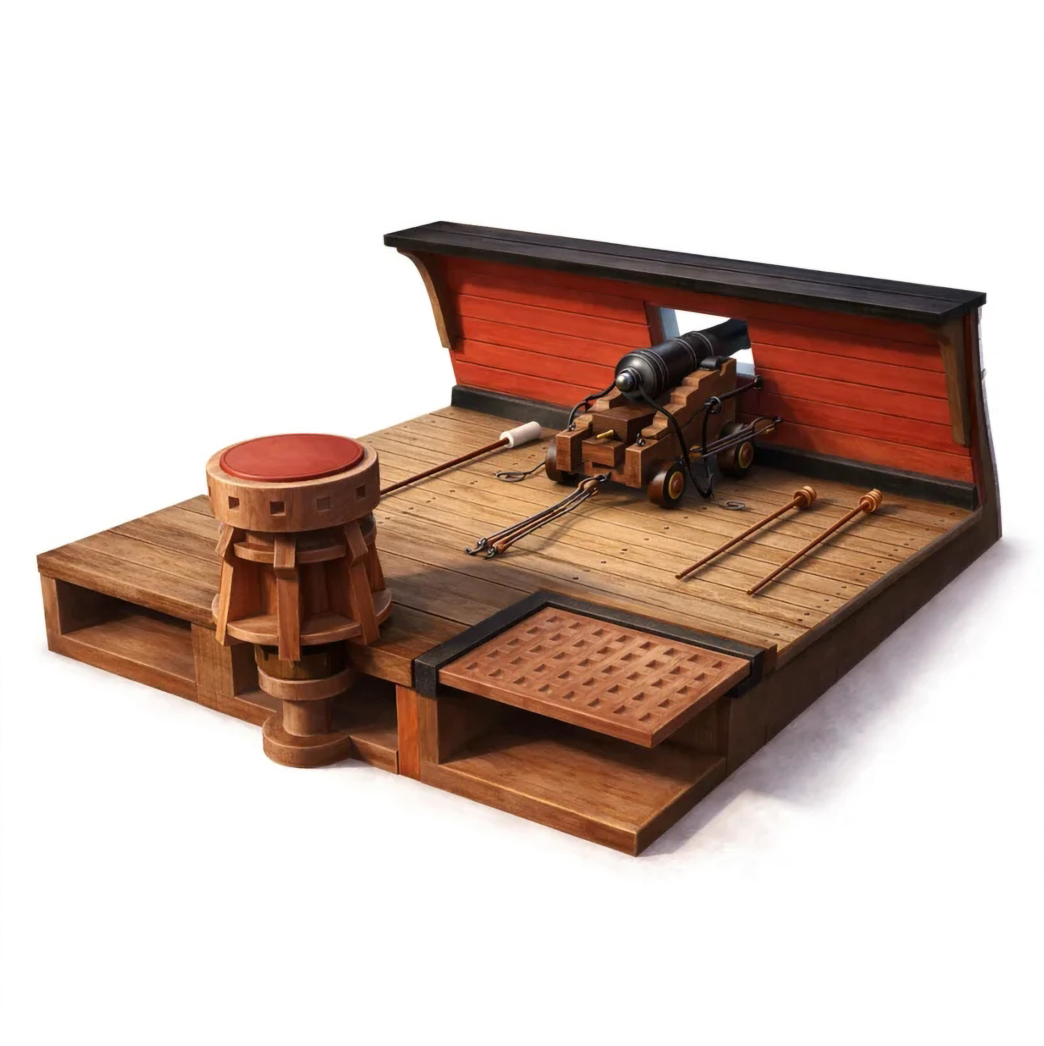 E4811 Эскадра 1/48 Палуба. Фрагмент с пушкой и шпилем