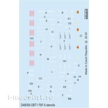 D48059 Eduard 1/48 Decal for F6F-5 Technical labels