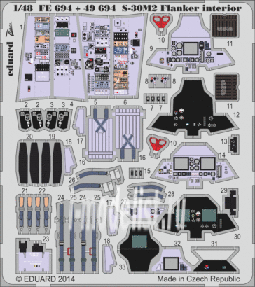FE694 Edward 1/48 Color photo-etching for С-30M-2 Flanker interior S. A.