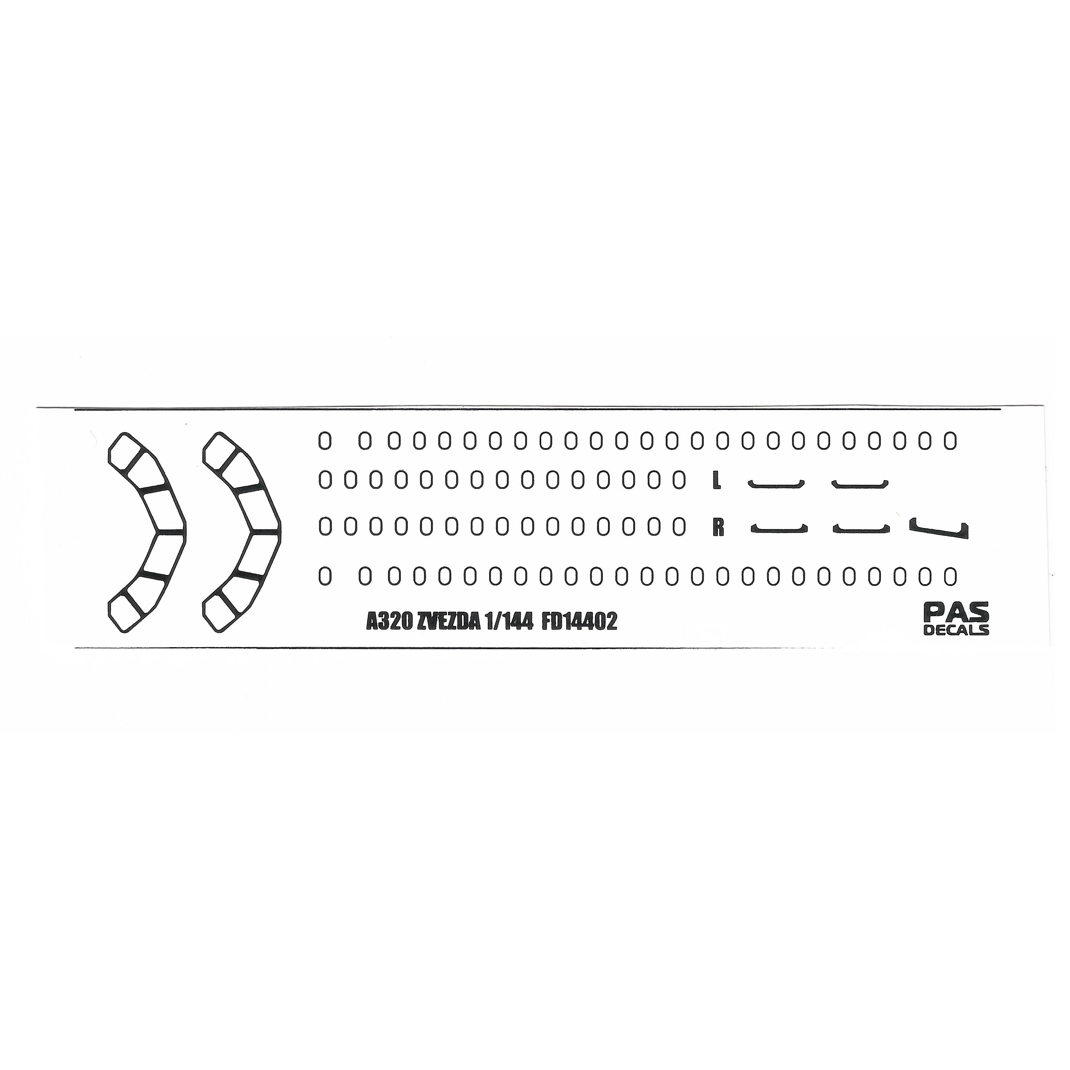 FD14402 PasDecals 1/144 Silver Window Trim on A-320 (Zvezda)