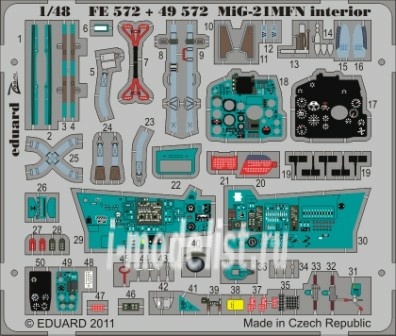 49572 Eduard photo etched parts for 1/48 MiG-21MFN interior S. A.