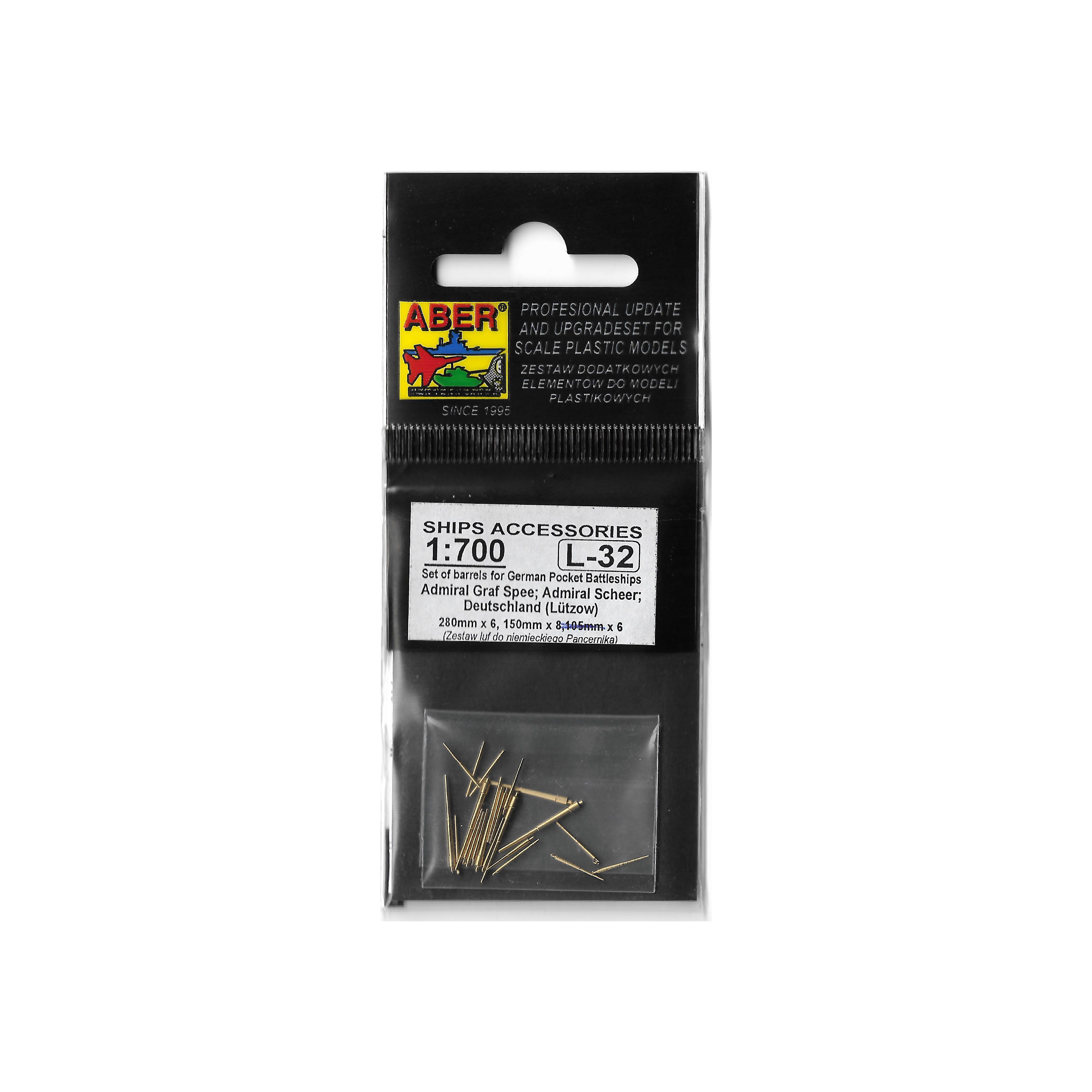 RE-700 L32x Aber 1/700 Cannon Barrels for Admiral Graf Spee class battleships 280mm x 6; 105mm x 6	