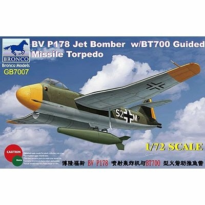 GB7007 Bronco 1/72 Blohm & Voss BV P178 Jet Bomber w/BT700 Guided Missile Torpedo