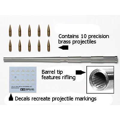12670 Tamiya 1/35 Metal barrel for U.S. Self-Propelled 155mm Gun M40