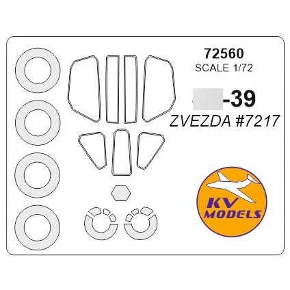 72560 KV Models 1/72 Set of paint masks for glazing С-39 + masks on wheels and wheels