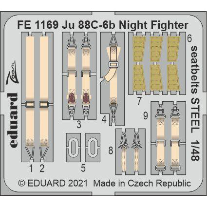 FE1169 Eduard 1/48 Photo Etching for Ju 88C-6b Night Fighter, Safety belts STEEL