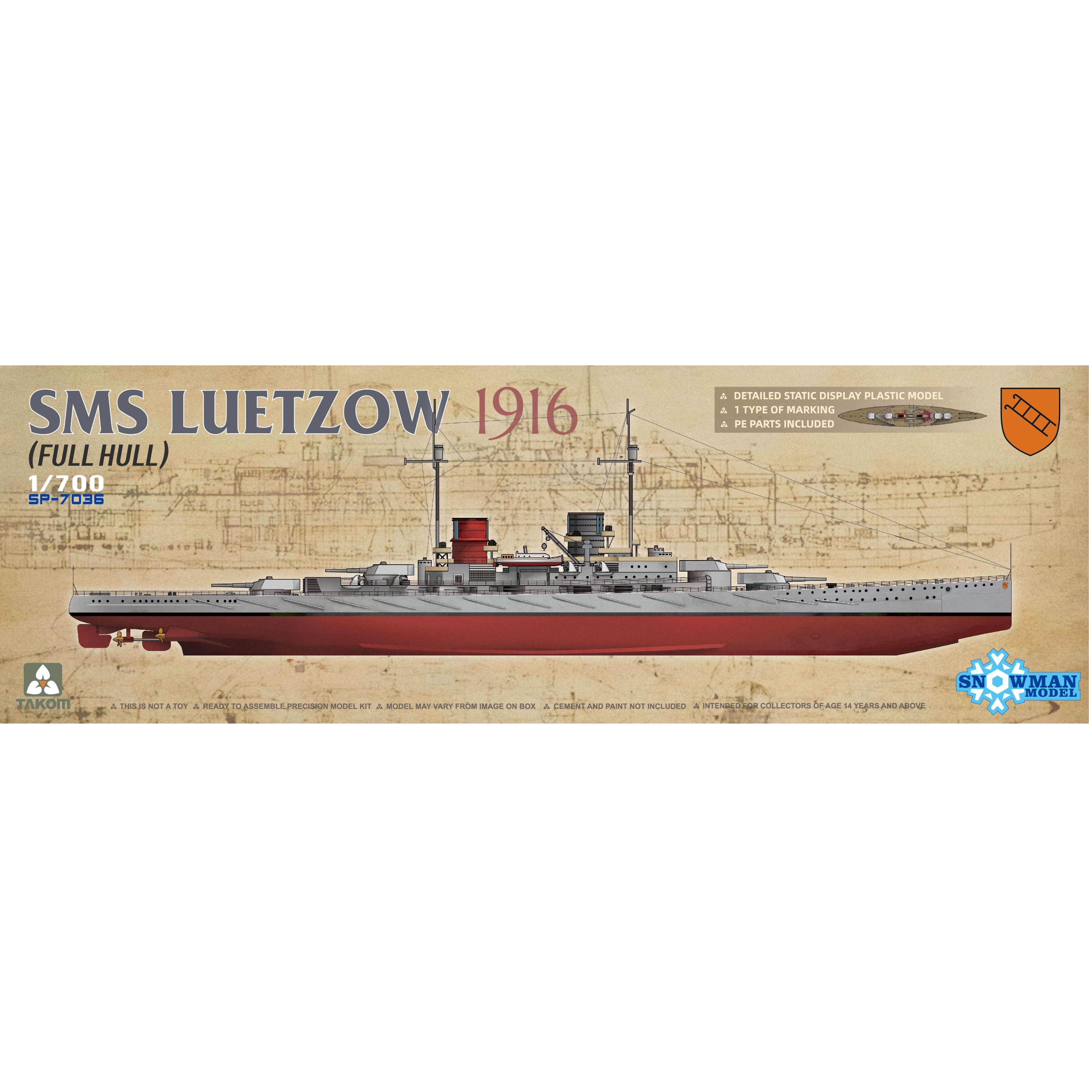 SP-7036 Takom 1/700 Cruiser SMS Lützow 1916