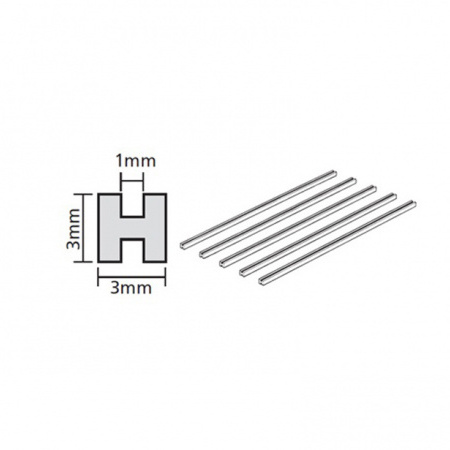 Tamiya 70206 Layer.profile H-shape (3mm.) 5pcs.