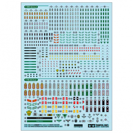 12625 Tamiya 1/16 and 1/35 decals German epaulets, insignia, etc., comprise the insignia of the infantry from obergefreiter to field Marshal and tank from obergefreiter to major General)