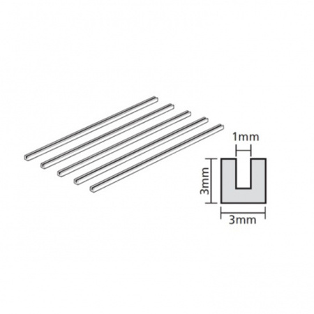 70202 Tamiya U-shape plastic profile (3mm) 5 pcs