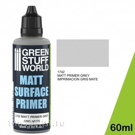 1742 Green Stuff World Acrylic Primer color Gray 60ml / Matt Surface Primer 60ml-Grey