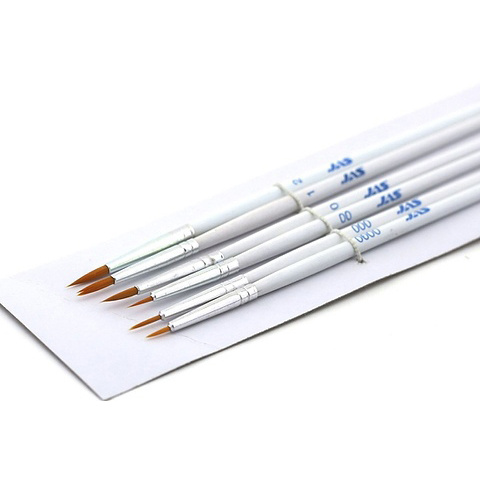 3691 Jas brush Set of synthetic hair, 6 pieces (№0000, 000, 00, 0, 1,2)