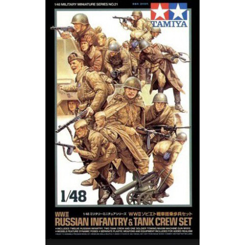 32521 Tamiya 1/48 Russian Infantry & Tank Crew Set Soviet infantry of world war II.