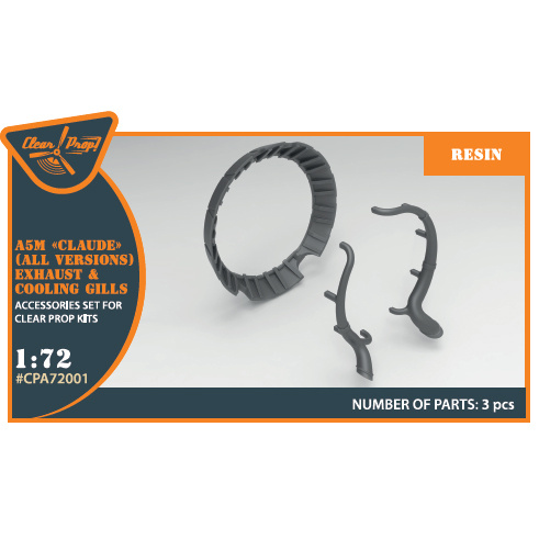 CPA72001 Clear Prop! 1/144 Exhaust pipes and blinds Cooling System for Mitsubishi A5M2b Claude