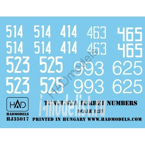 035017 HADmodels 1/35 Decal Tunguska turret numbers and stencils decal sheet 