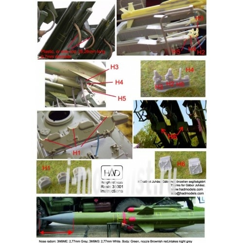 135001 Hadmodels 1/35 Addition to model 3M9ME/Sa-6 Missiles (3 pcs)
