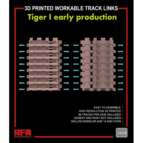 RM-2029 Rye Field Model 1/35 Set of mobile tracks for Tiger I (early), 3D printing