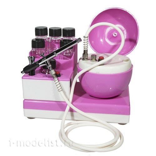 1281 JAS airbrush Kit (Compressor, airbrush, hose, mixer, 6 jars)