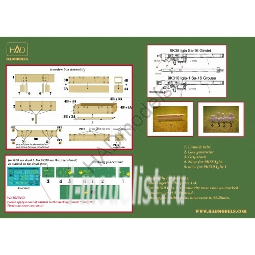 135013 HADmodels 1/35 IGLA Missiles and original wood box 