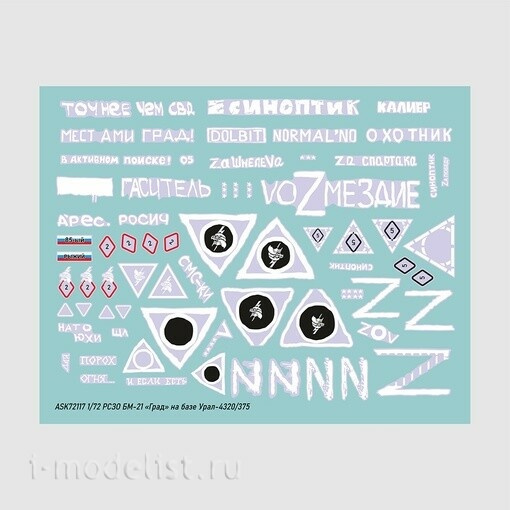 ASK72117 All Scale Kits (ASK) 1/72 НАБОР ДЕКАЛЕЙ СВО ДЛЯ БМ-21 