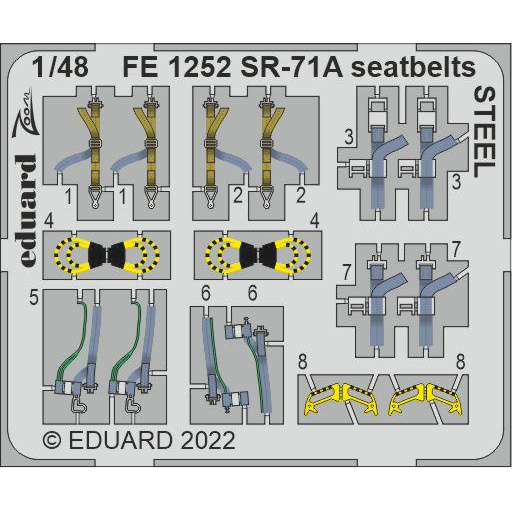FE1252 Eduard 1/48 Photo Etching for SR-71A, belts STEEL