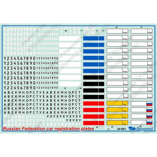 24001 Begemot 1/24 License plates of the Russian Federation