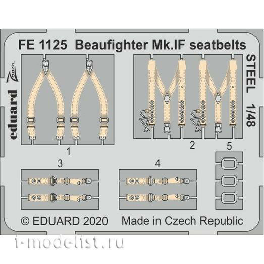 FE1125 Eduard photo etched parts for 1/48 Beaufighter Mk. IF, straps, steel