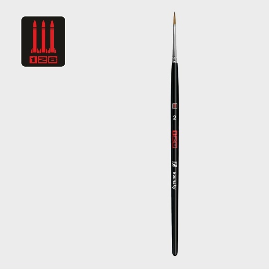 128101У5-2 128 Кисть колонок / круглая укороченная 2 / ручка корfromк. черная матовая / белая обойма