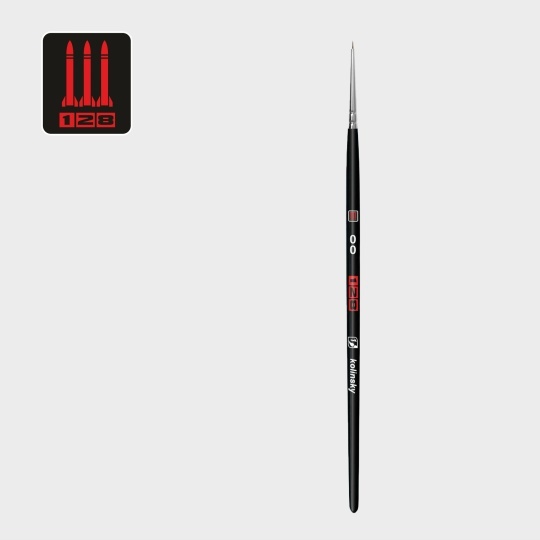 128101У5-00 128 Кисть колонок / круглая укороченная 00 / ручка корfromк. черная матовая / белая обойма